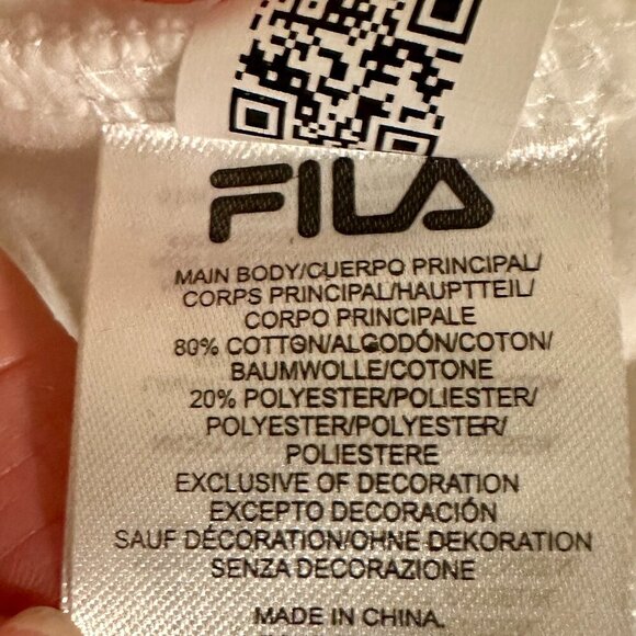 Fila Women's Fleece Pullover Sweatshirt Size S White With Blue Activewear Retro - Picture 7 of 13